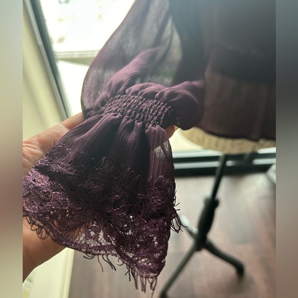 Deep purple blouse with synched waist. - Picture 3 of 6